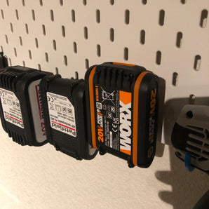 Smart 2-i-1 Holder til Worx/Pattfield 20V Batterier – Til IKEA Skadis System