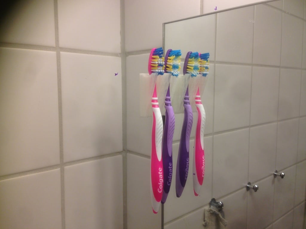 Simpelt tandbørsteholder til spejlmontering