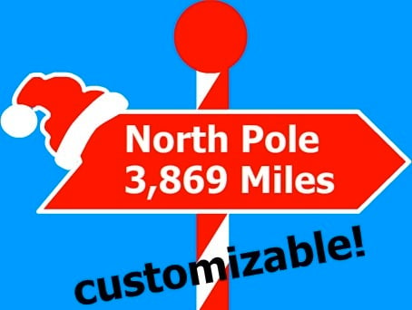 Tilpasset skilt med afstand til Nordpolen