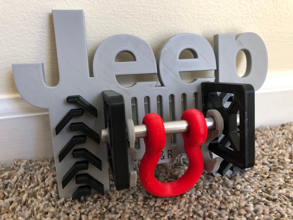 Vægmonteret Jeep-nøgleholder med kroge og D-ring