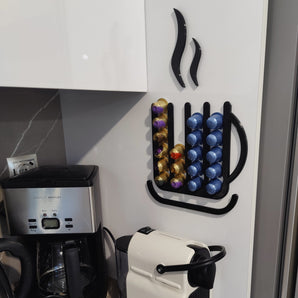 Vægmonteret Nespresso kapselholder formet som en kop (4 dele)