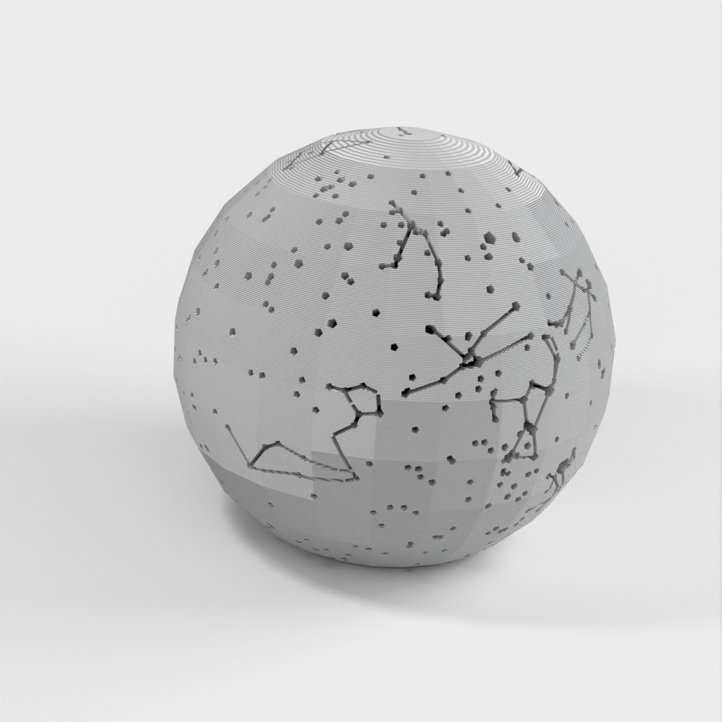 Celestial Sphere med konstellationer og stjerneplaceringer