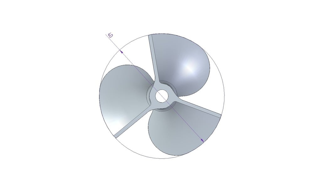 RC Bådpropel med 3 Blade - Ø40mm, 4mm Aksel