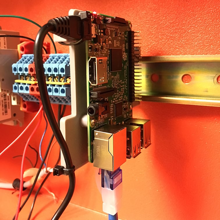DIN-skinnebeslag til Raspberry Pi