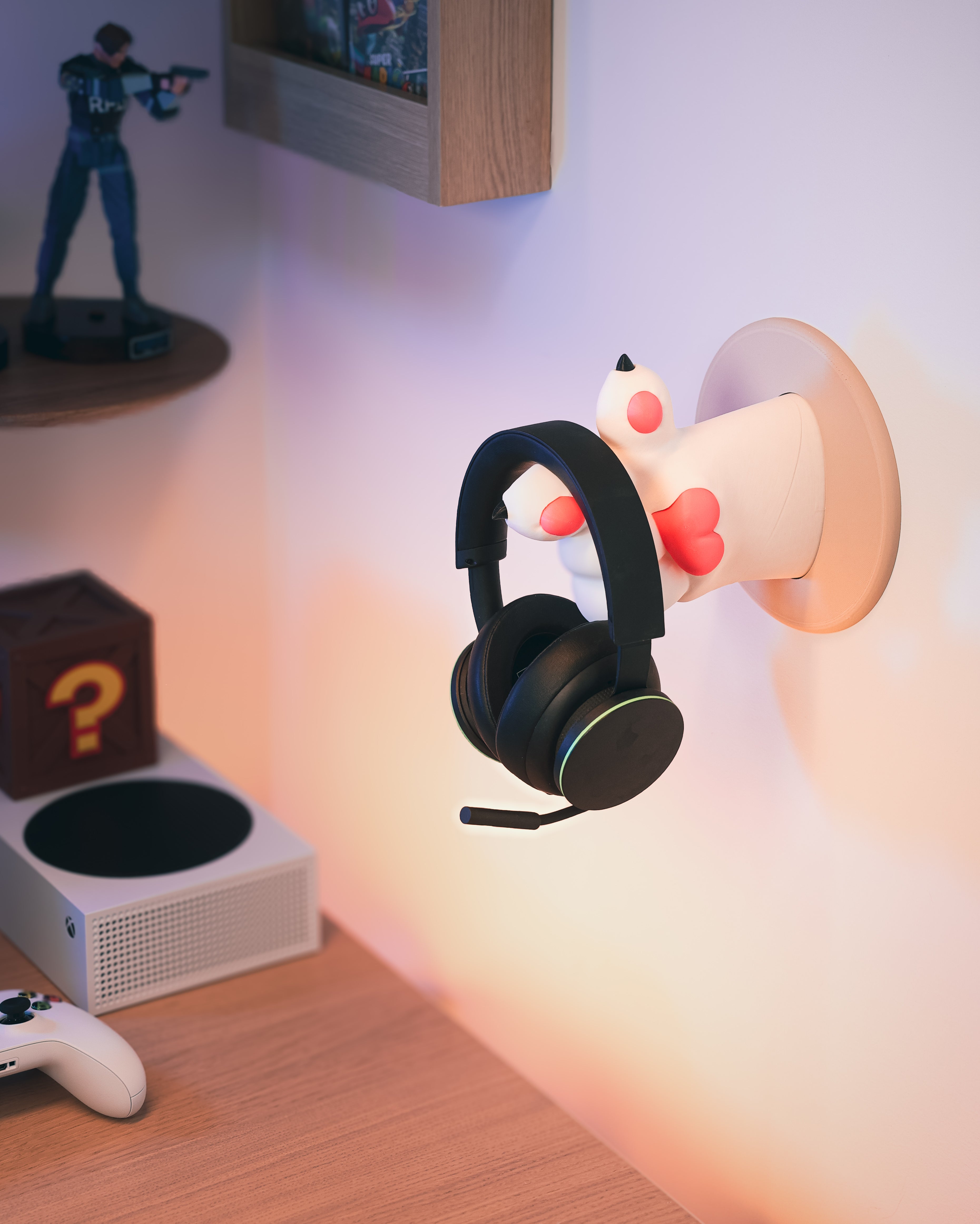 Vægmonteret Kattepote Holder til Headset og Tasker