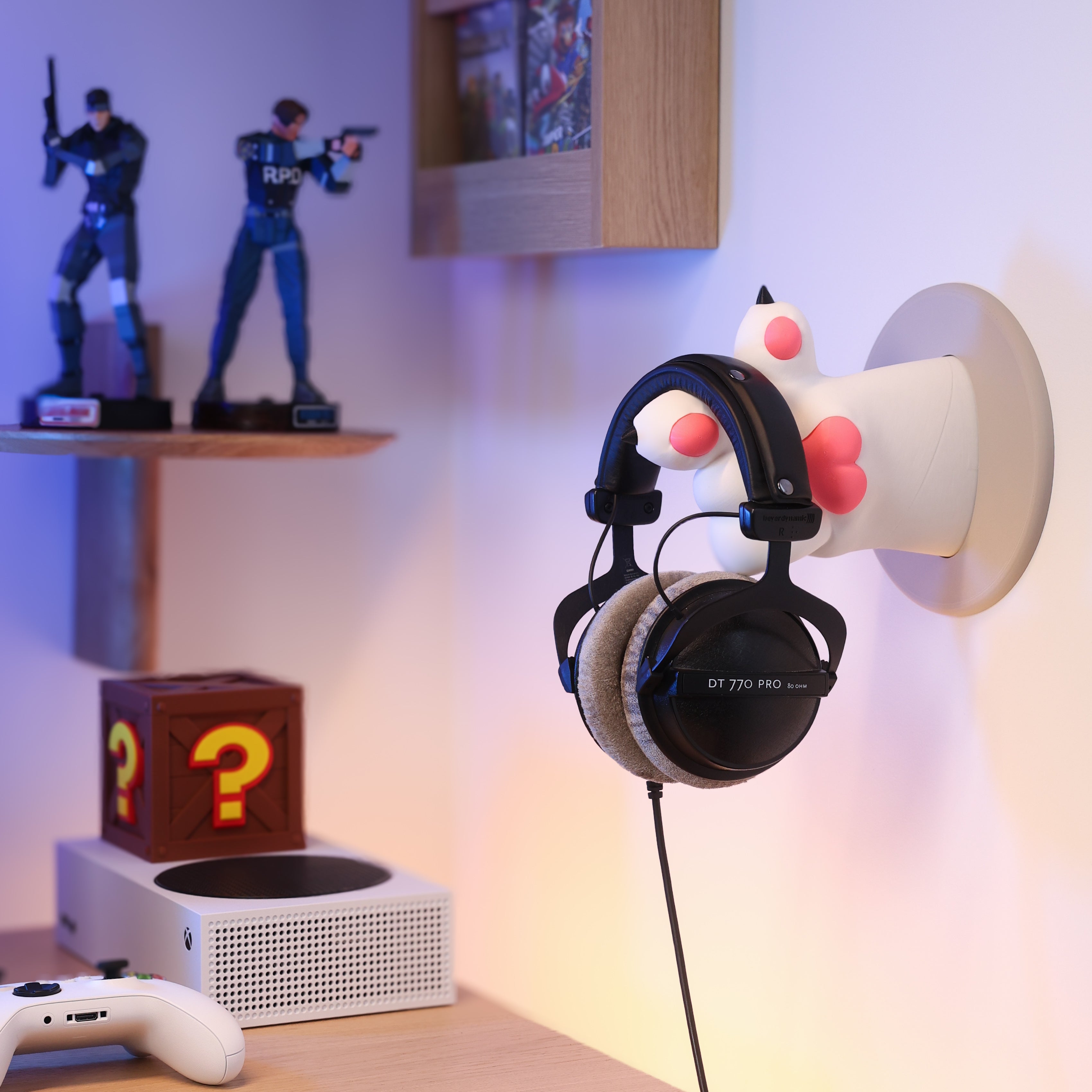 Vægmonteret Kattepote Holder til Headset og Tasker