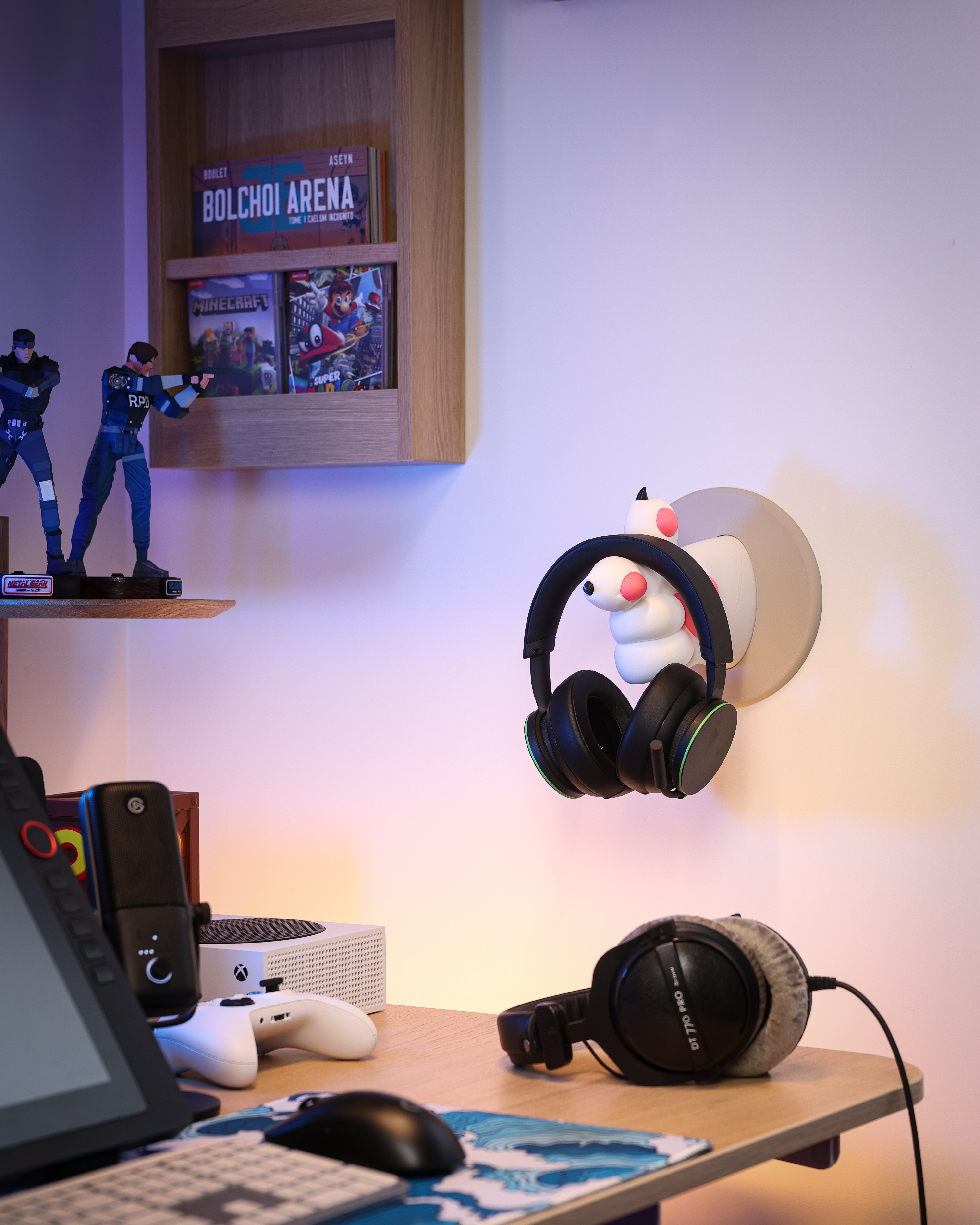 Vægmonteret Kattepote Holder til Headset og Tasker