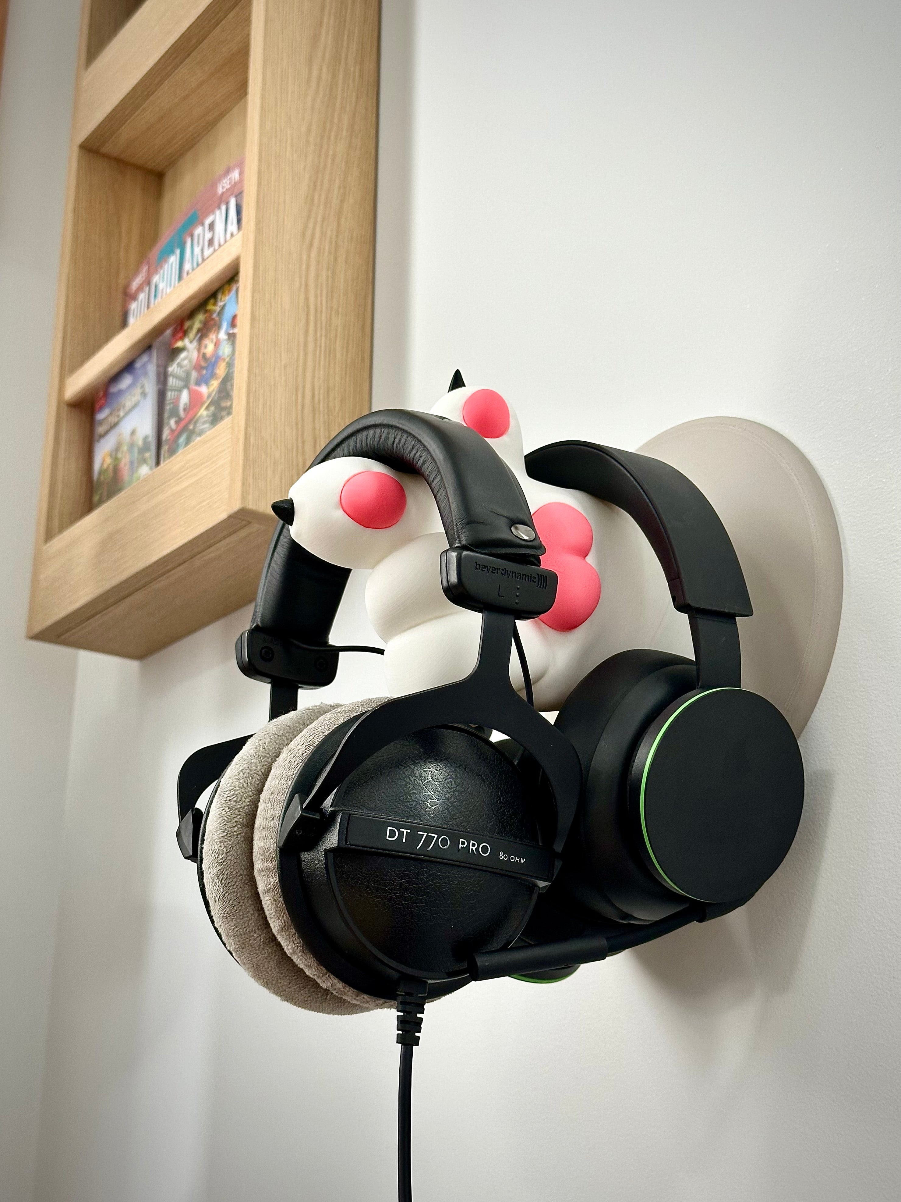 Vægmonteret Kattepote Holder til Headset og Tasker