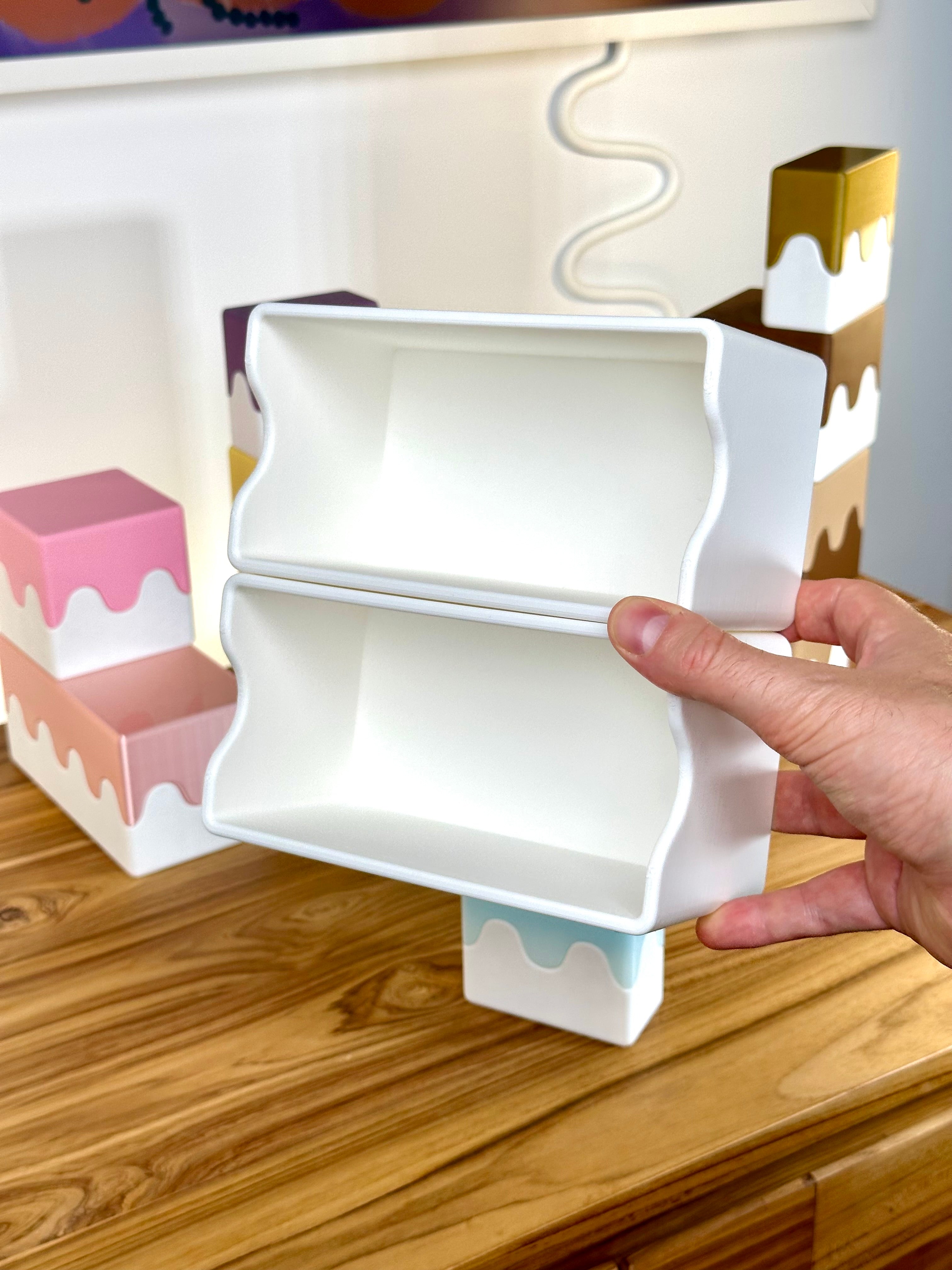 Søde Stabelbare Bokse med Bølget Design