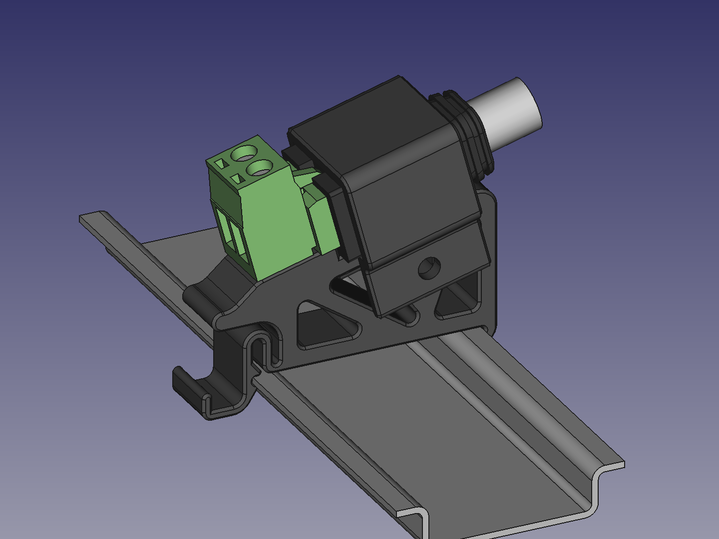 DIN-skinnebeslag til Barrel Jack-adapter