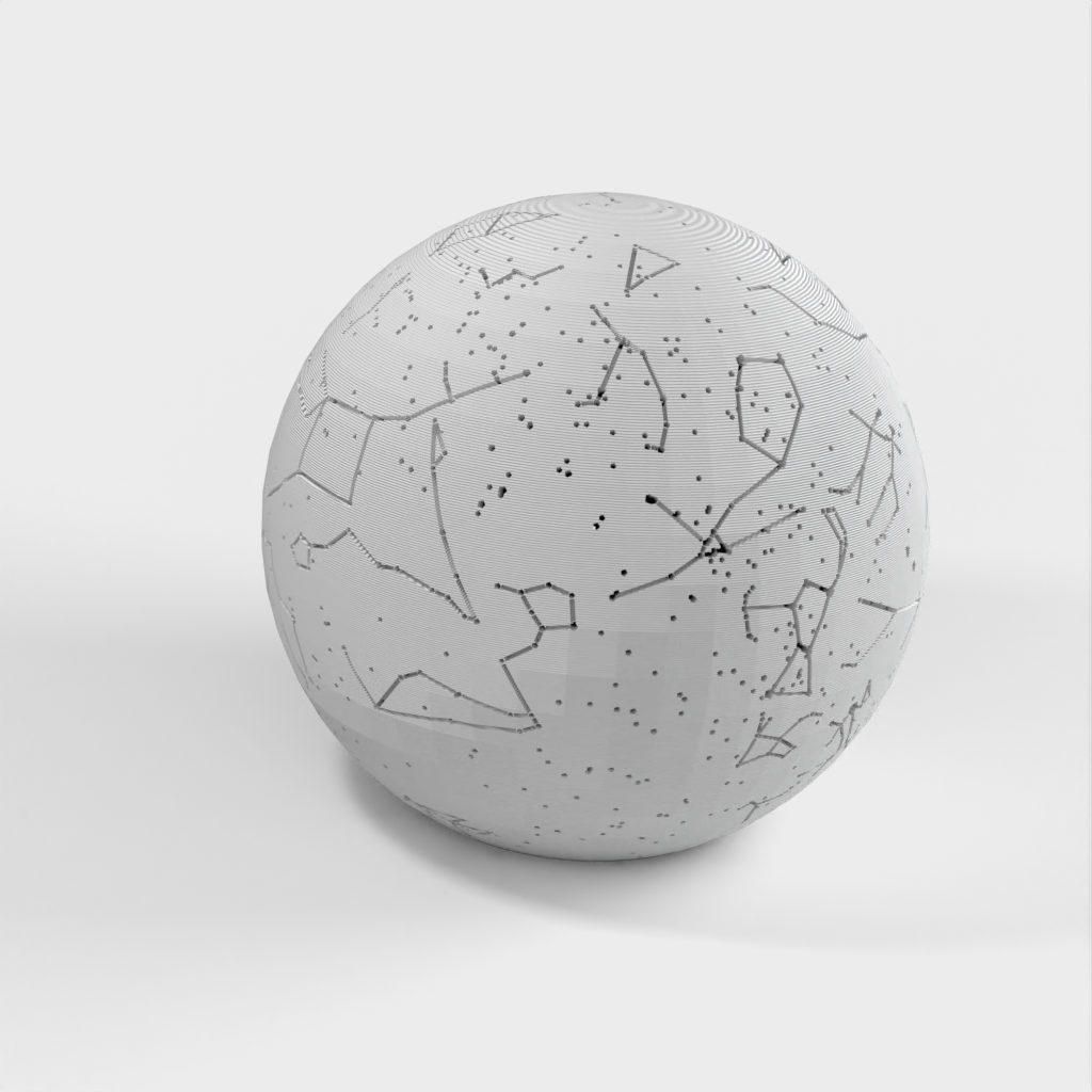Celestial Sphere med konstellationer og stjerneplaceringer
