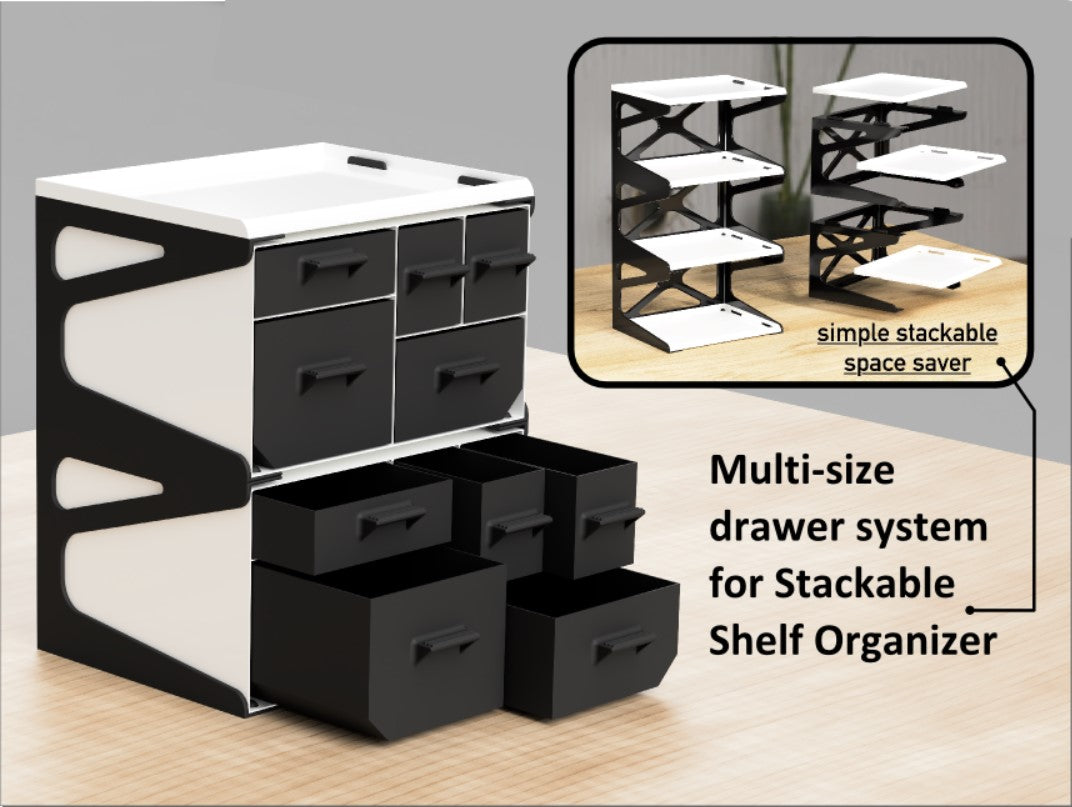 Stapleskuffesystem - Stabelbar hyldeorganisator