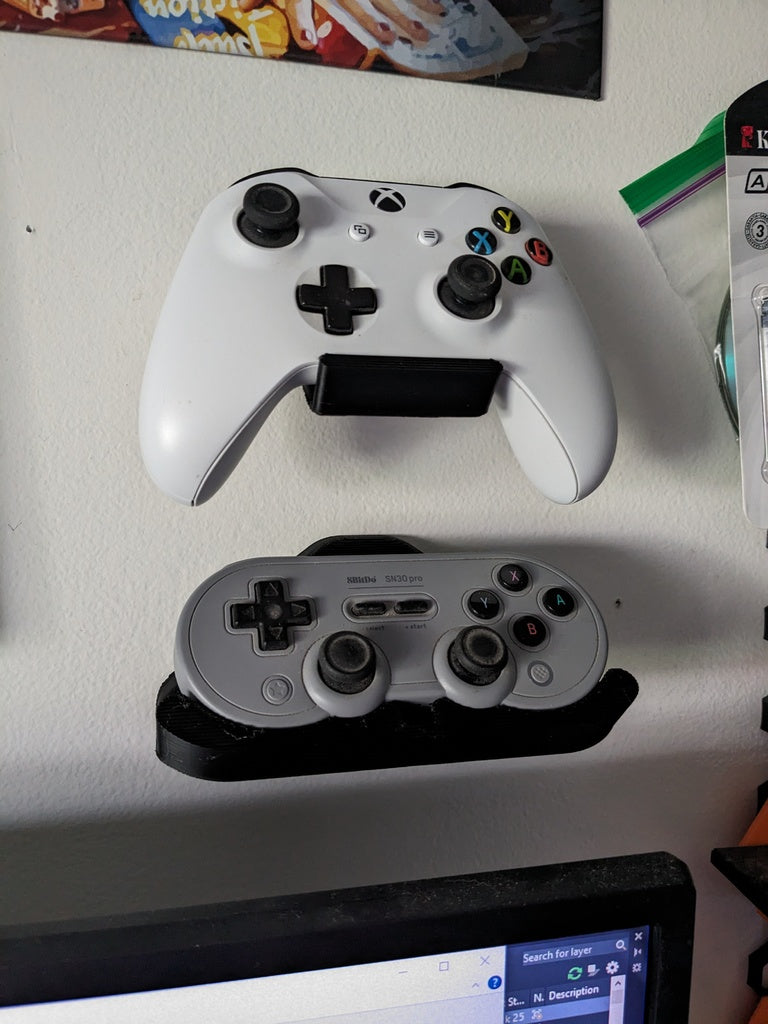 Simpel Vægmontering til Game Controllere (Xbox One & 8BitDo SN30Pro)