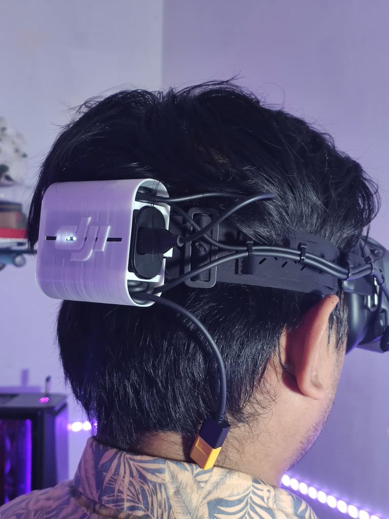 DJI FPV Goggles Batteriholder til Rem med Kabelstyring