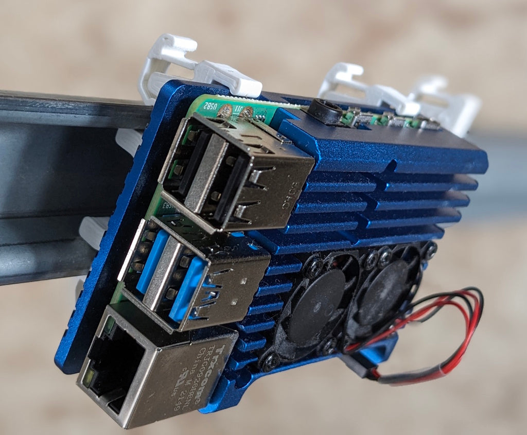 Robust DIN-skinne monteringskabinet til Raspberry Pi 4