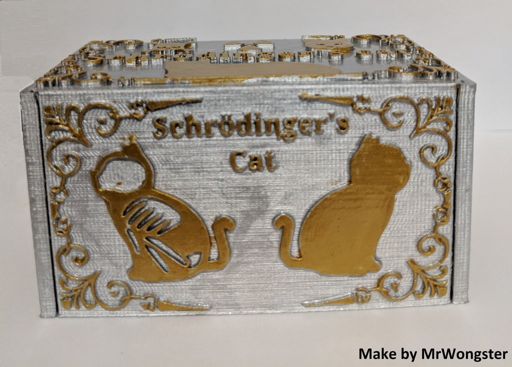 Schrödinger's Cat 3D-print, fysisk demonstration af kvantemekaniks teori