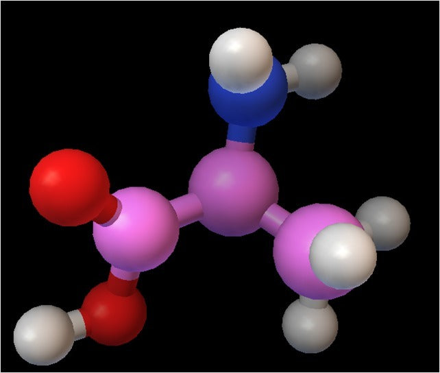 Molekylær model af Alanin i atomær skala