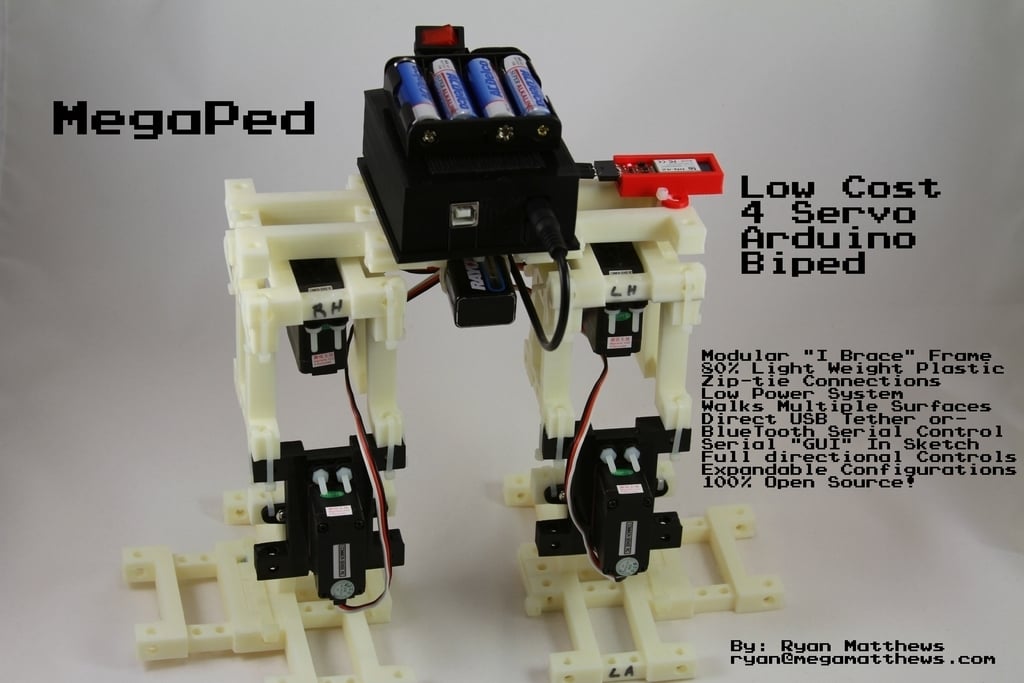 MegaPed Servo I Brace 4-servo Arduino-kontrolleret bipedal robot