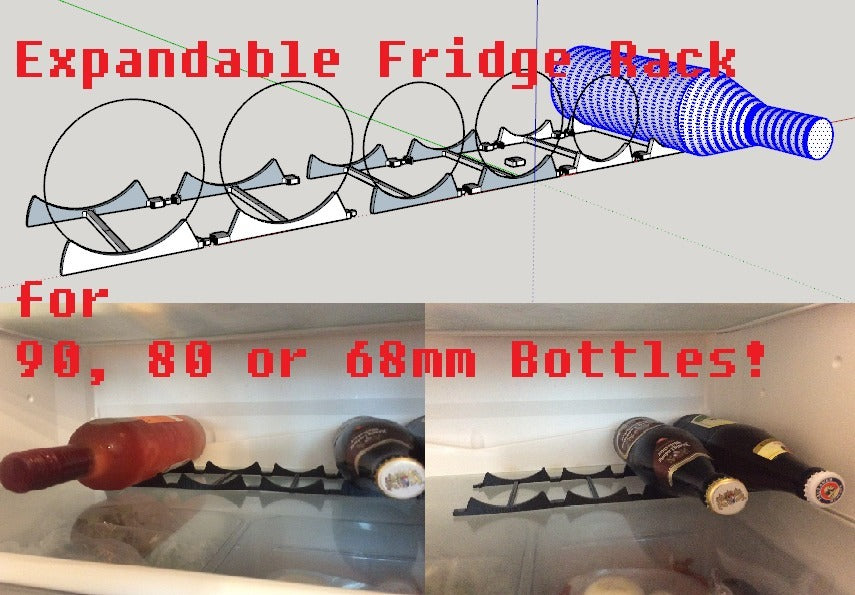Udvidelig køleskabsflaskehylde i 3 størrelser