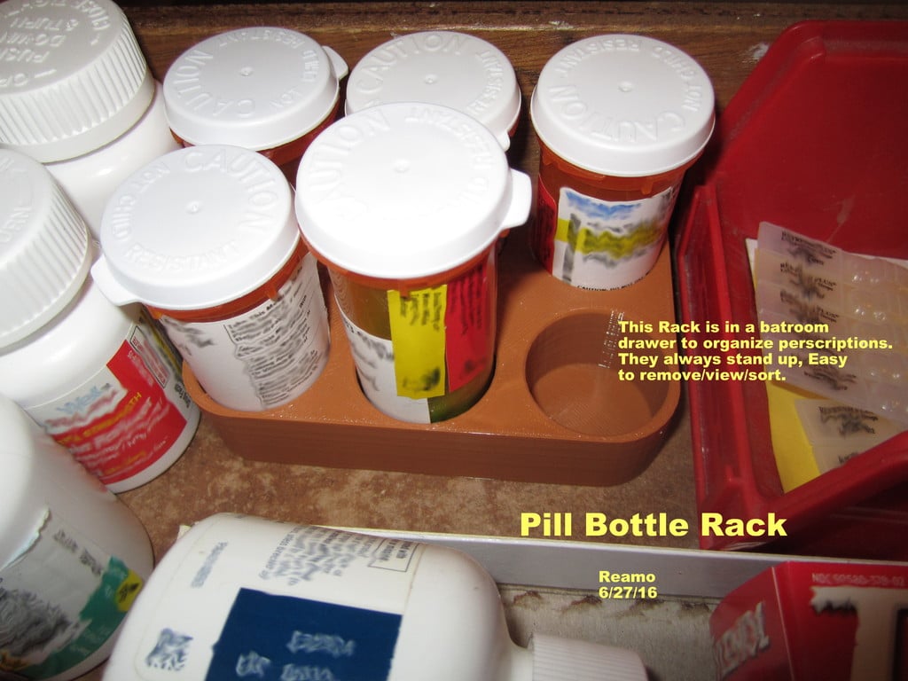 Pilleflaskeholder til Badeværelse og Arbejdsbord