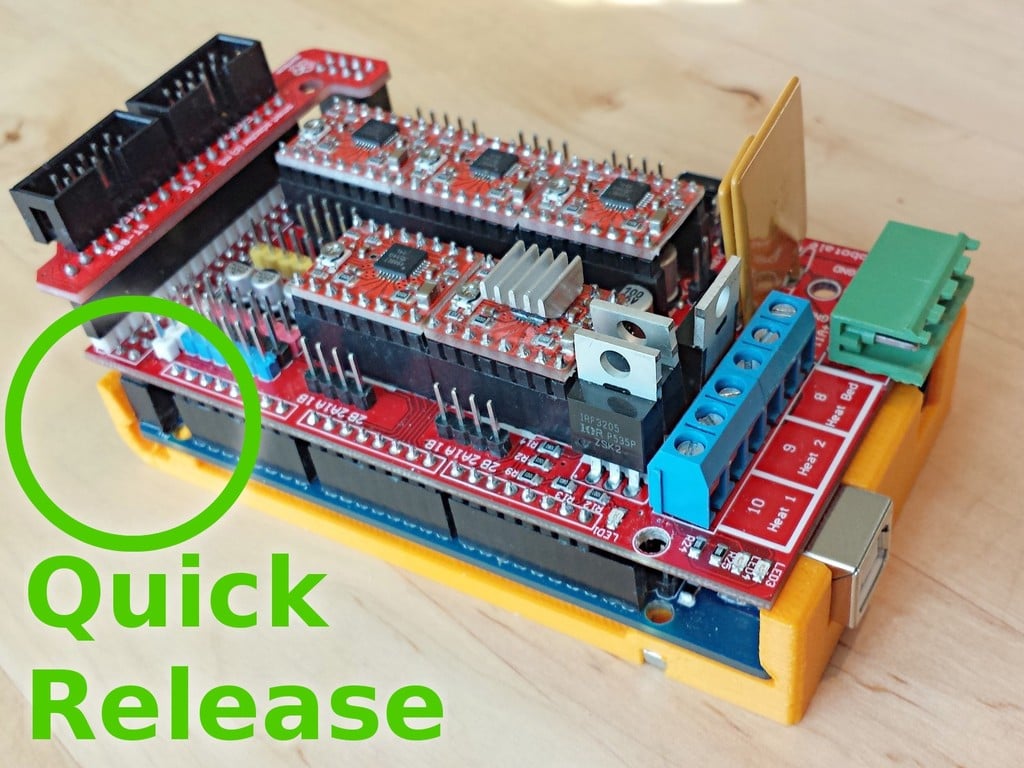 Arduino Mega 2560 / RAMPS holder med hurtig frigivelse