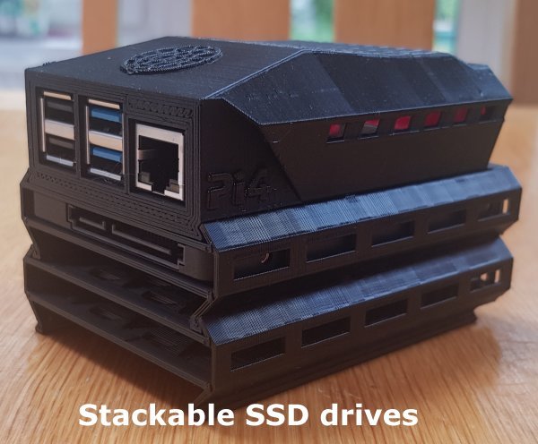Overclocket Raspberry Pi 4 Kabinet med SSD Holder og Stand